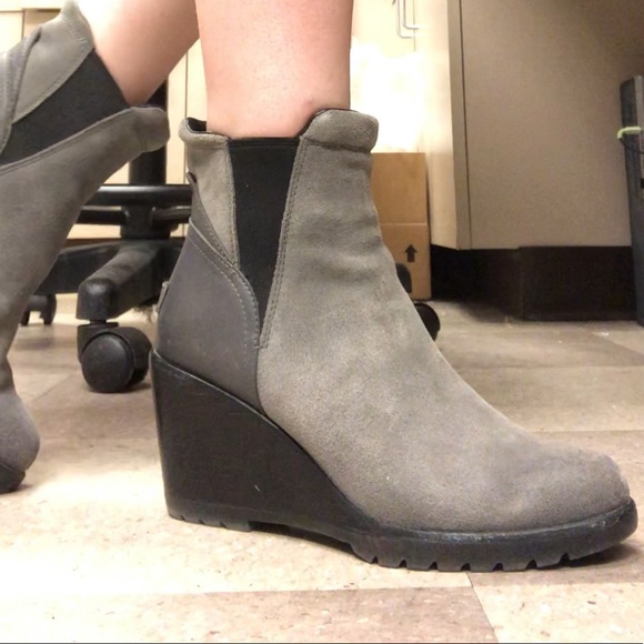 Sorel Shoes - Sorel Grey Suede Wedge Bootie